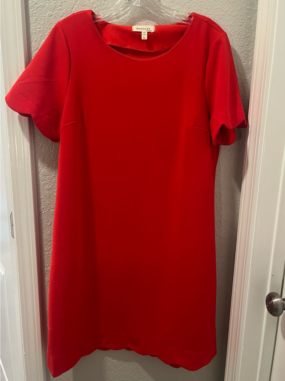 Monteau Vibrant Red Short Sleeve Mini Dress